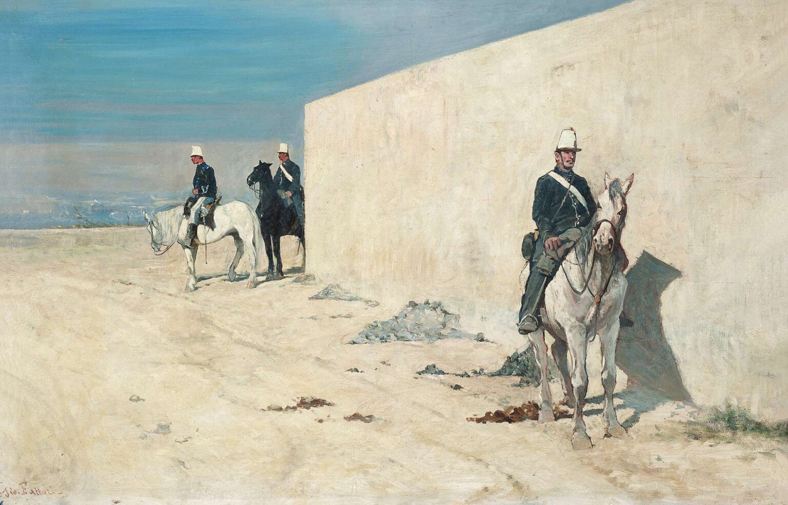 Giovanni Fattori, In vedetta. Il muro bianco, circa 1874, Trissino, Fondazione Progetto Marzotto © Fondazione Progetto Marzotto, Trissino