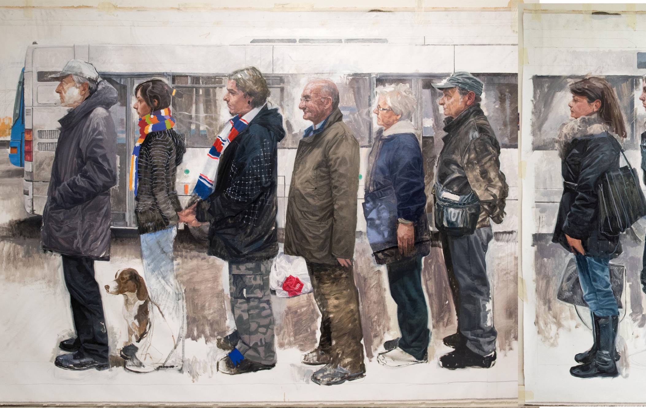 Nicola Nannini, Autobus, 2016, olio su tela, 220x530 cm, courtesy artista, photo Barbara Bicego (1)