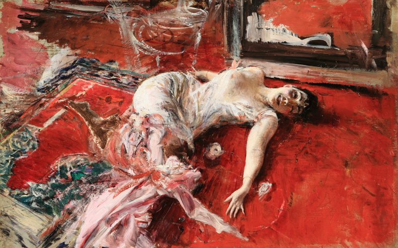 Boldini Giovanni, La De Rasty sdraiata sul letto rosso, courtesy Galleria Enrico